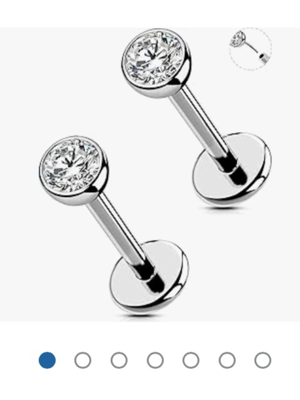 Silver Round Nose Studs - Clear Crystal